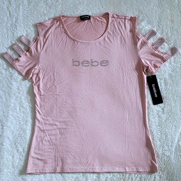bebe Tops - bebe Misty Rose🌹 Colored Top with Cutout✂️ Sleeve Detail - NWT